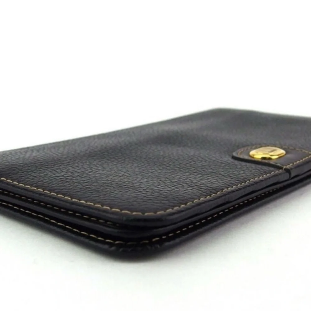 Dunhill Black Leather Continental Wallet with Gold Accent